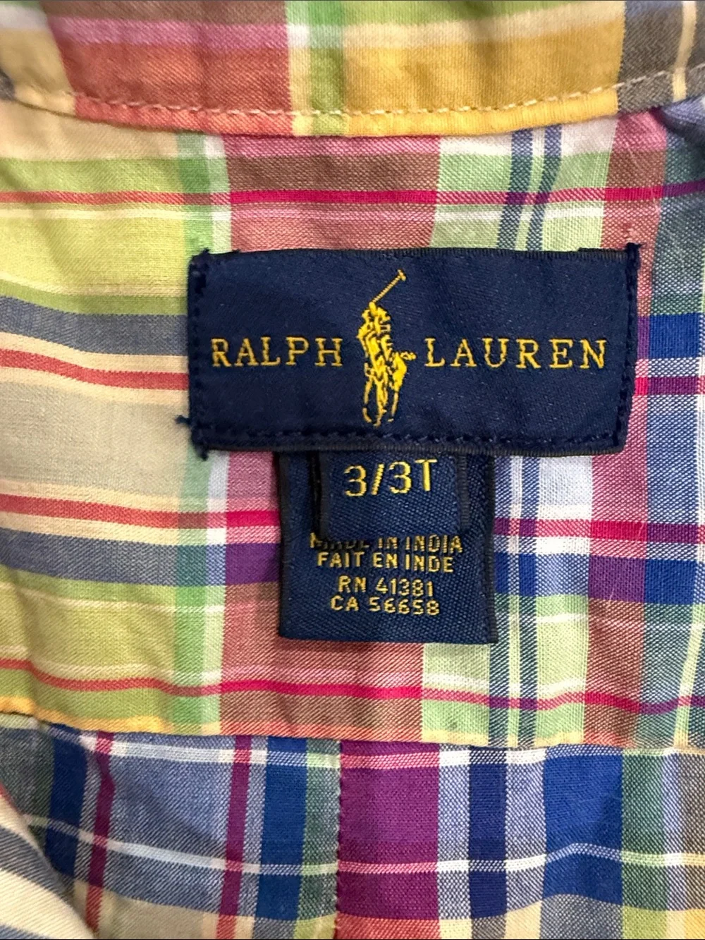 Polo Ralph Lauren Toddler Boys Multicolor Madras Plaid Button Down Shirt 3T